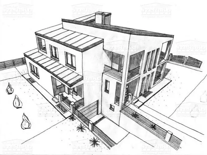 Modern Családi ház, 446m2, Pince+Földszint+Emelet, Félnyeregtető (Budaörs-Törökugrató) - Szabadkézi rajz (1. kép)