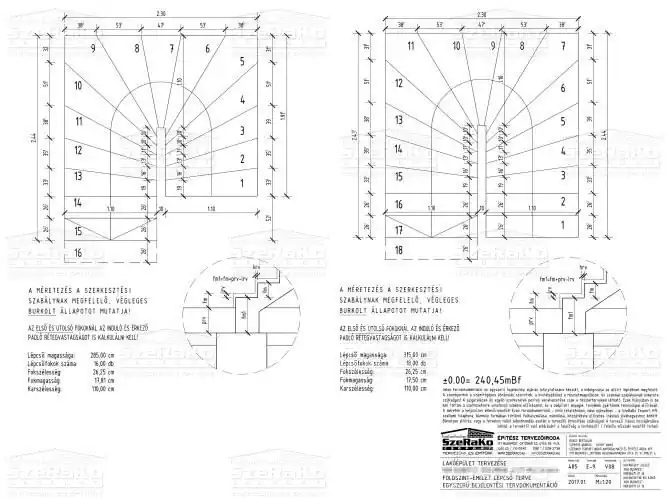 Lépcső geomteria - Bejelentési terv