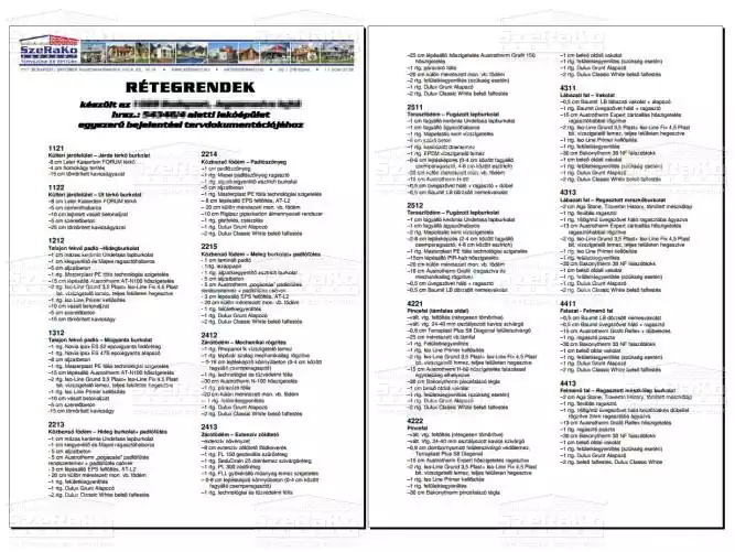 Rétegrendek, rétegfelépítés - Bejelentési terv