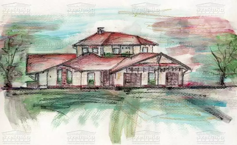 Egyedi Családi ház, 253m2, Földszint+Emelet, Kontytető+Nyeregtető (Érd) - Akvarell (2. kép)