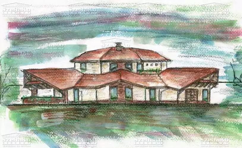 Egyedi Családi ház, 253m2, Földszint+Emelet, Kontytető+Nyeregtető (Érd) - Akvarell (3. kép)