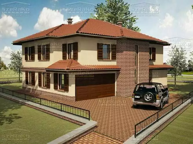 Hagyományos Családi ház, 274m2, Földszint+Emelet, Kontytető (Budapest-Erzsébetfalva) - Alapkivitelű látványterv (2. kép)