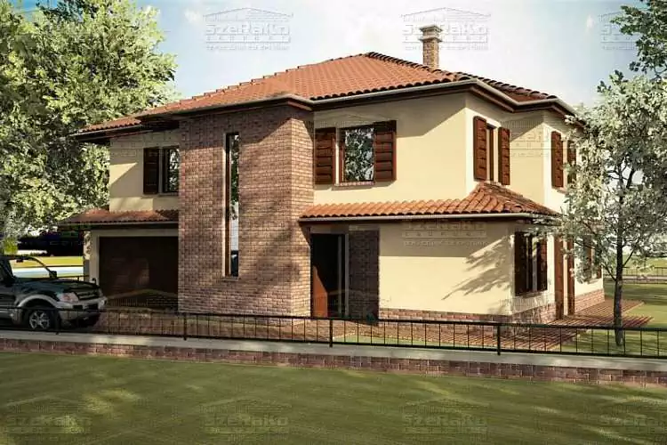 Hagyományos Családi ház, 274m2, Földszint+Emelet, Kontytető (Budapest-Erzsébetfalva) - Alapkivitelű látványterv (4. kép)