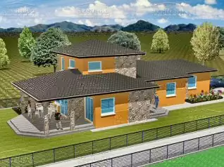 Mediterrán Családi ház, 210m2, Pince+Földszint+Emelet, Kontytető+Sátortető (Balatonlelle) - Előnézeti kép