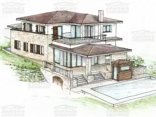 Mediterrán Családi ház, 490m2, Pince+Földszint+Emelet, Kontytető (Győr-Ménfőcsanak) - Előnézeti kép