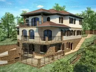 Mediterrán Társasház, 493m2, Pince+Földszint+Emelet, Kontytető (Budapest-Hosszúrét) - Előnézeti kép