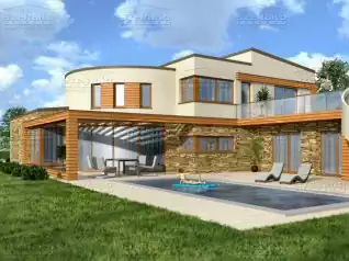 Modern Mediterrán Családi ház, 412m2, Földszint+Emelet, Félnyeregtető+Lapostető (Bakonysárkány) - Előnézeti kép