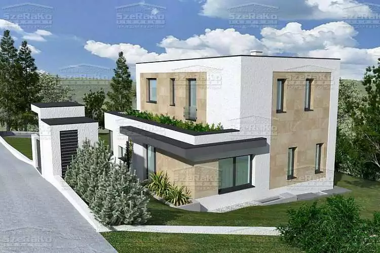 Modern Családi ház, 298m2, Pince+Földszint+Emelet, Lapostető (Budapest-Pesthidegkút) - Emeltszintű látványterv (1. kép)