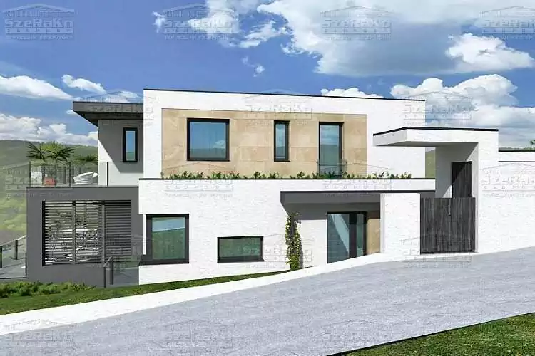 Modern Családi ház, 298m2, Pince+Földszint+Emelet, Lapostető (Budapest-Pesthidegkút) - Emeltszintű látványterv (2. kép)