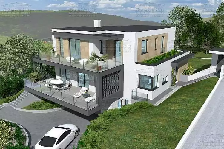 Modern Családi ház, 298m2, Pince+Földszint+Emelet, Lapostető (Budapest-Pesthidegkút) - Emeltszintű látványterv (4. kép)