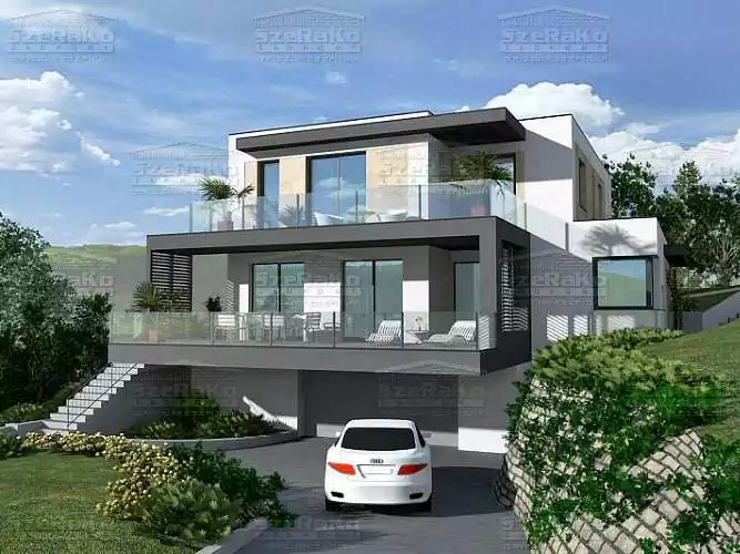 Modern Családi ház, 298m2, Pince+Földszint+Emelet, Lapostető (Budapest-Pesthidegkút) - Emeltszintű látványterv (5. kép)