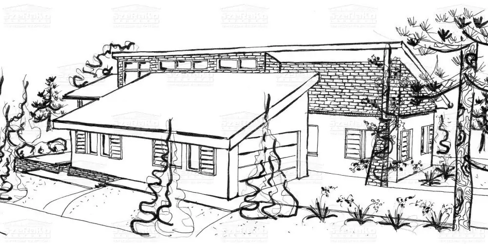 Modern Családi ház, 200m2, Földszint, Félnyeregtető (Inárcs) - Szabadkézi rajz (1. kép)