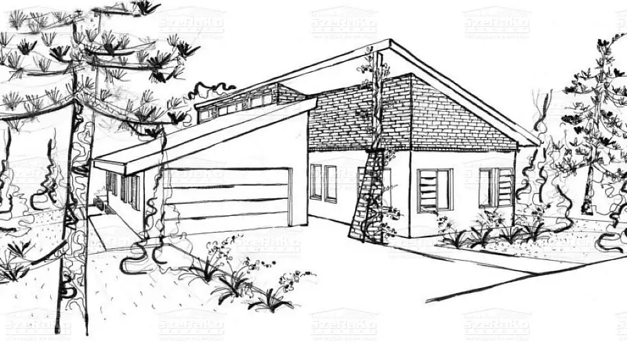 Modern Családi ház, 200m2, Földszint, Félnyeregtető (Inárcs) - Szabadkézi rajz (2. kép)