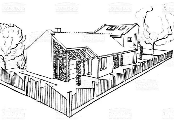 Modern Egyedi Családi ház, 117m2, Földszint+Tetőtér, Nyeregtető+Félnyeregtető (Nagyatád) - Szabadkézi rajz (1. kép)