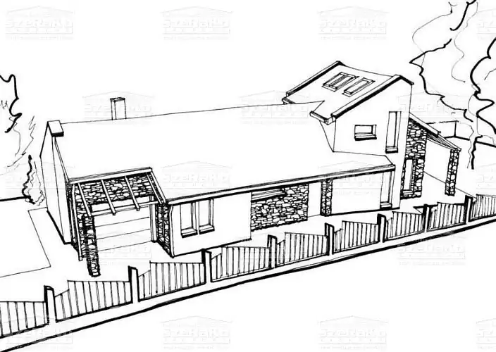 Modern Egyedi Családi ház, 117m2, Földszint+Tetőtér, Nyeregtető+Félnyeregtető (Nagyatád) - Szabadkézi rajz (2. kép)