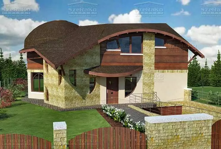 Modern Családi ház, 287m2, Pince+Földszint+Tetőtér, Dongatető (Zsámbék) - Alapkivitelű látványterv (1. kép)