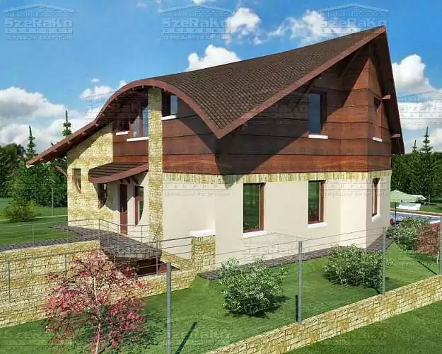 Modern Családi ház, 287m2, Pince+Földszint+Tetőtér, Dongatető (Zsámbék) - Alapkivitelű látványterv (2. kép)