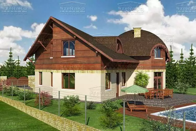 Modern Családi ház, 287m2, Pince+Földszint+Tetőtér, Dongatető (Zsámbék) - Alapkivitelű látványterv (4. kép)