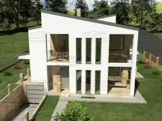 Modern Társasház, 446m2, Pince+Földszint+Emelet, Félnyeregtető (Budaörs-Törökugrató) - Előnézeti kép