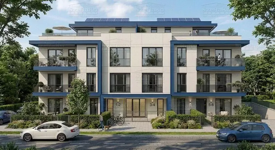 Modern Társasház, 1280m2, Földszint+3 Emelet, Lapostető (Budapest-Budafok) - Emeltszintű látványterv (1. kép)