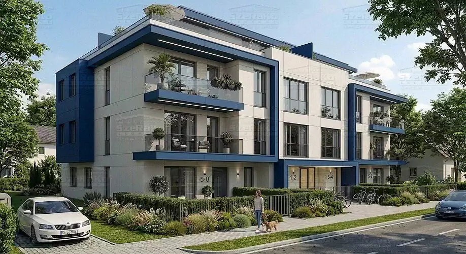 Modern Társasház, 1280m2, Földszint+3 Emelet, Lapostető (Budapest-Budafok) - Emeltszintű látványterv (3. kép)