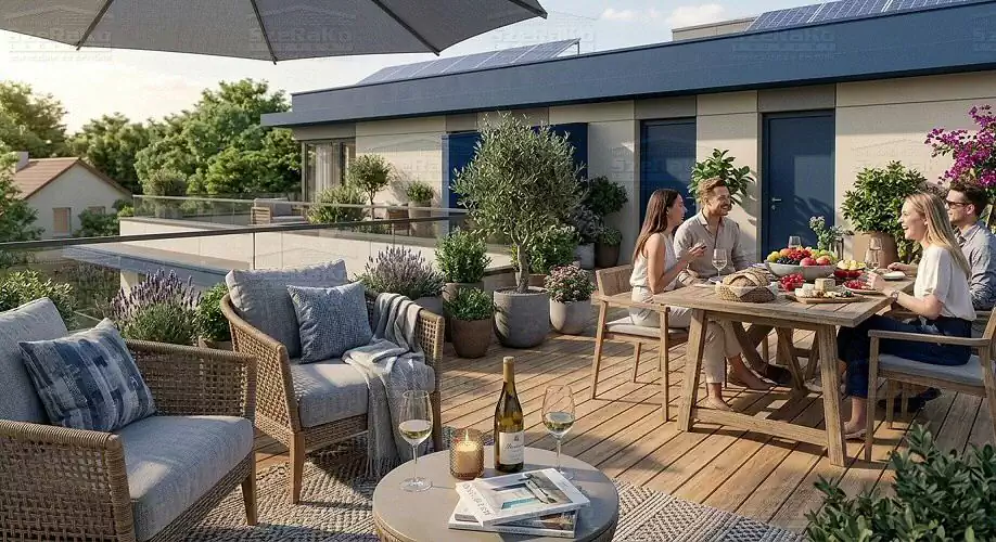 Modern Társasház, 1280m2, Földszint+3 Emelet, Lapostető (Budapest-Budafok) - Emeltszintű látványterv (5. kép)