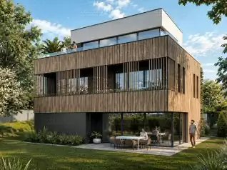 Modern Társasház, 355m2, Pince+Földszint+2 Emelet, Lapostető (Budapest-Sasad) - Előnézeti kép