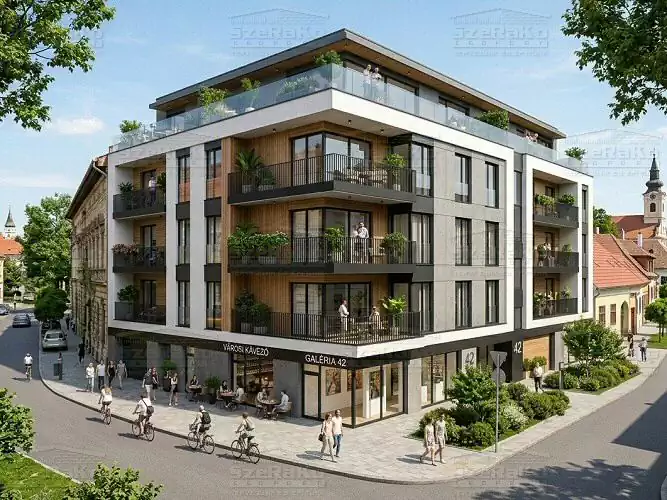 Modern 28 lakásos sarok lakóépület, nagy erkélyes lakásokkal