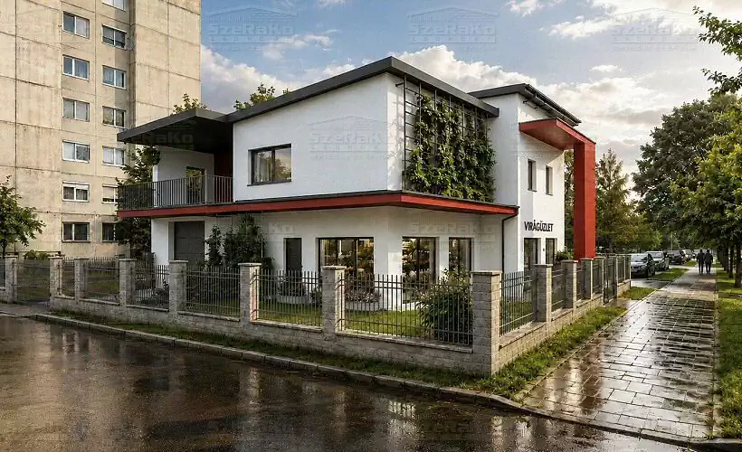 Modern Virágüzlet és iroda, 522m2, Földszint+2 Emelet, Nyeregtető+Lapostető (Szolnok) - Elkészült állapot (1. kép)
