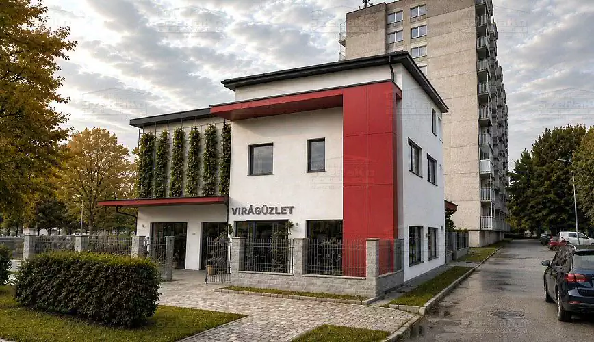 Modern Virágüzlet és iroda, 522m2, Földszint+2 Emelet, Nyeregtető+Lapostető (Szolnok) - Elkészült állapot (3. kép)